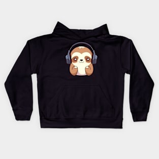 Sloth headphones Kids Hoodie